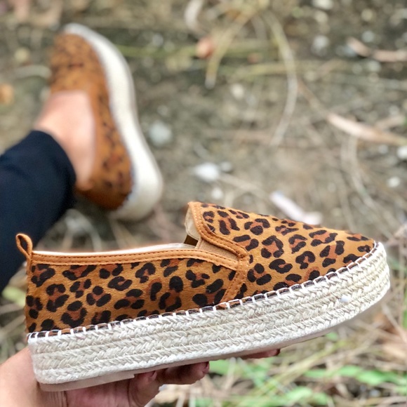 Vegan Leopard Animal Print Platform Espadrilles - Picture 3 of 6